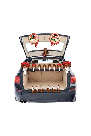 Yunboo Kahverengi Pvc Halloween Korku Göz Dişli Dekoratif Sticker - Dayanıklı Araba Bagaj Garaj Dekoru