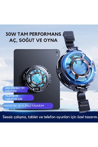 Coofbe Göstergeli 3mod Turbo Fan 4800rpm 30w Telefon Tablet Soğutucu Radyatör Tüm Tabletlere Uyumlu