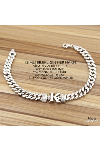925 Ayar Gümüş K Harfi Gurmet Bileklik