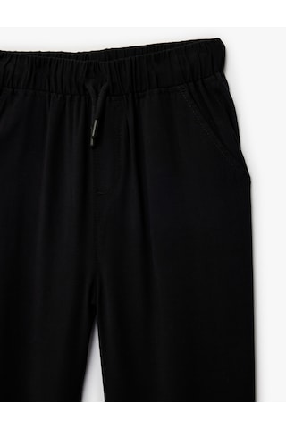 Koton Beli Bağcıklı Viskon Karışımlı Jogger Pantolon Siyah 6skb40120tw