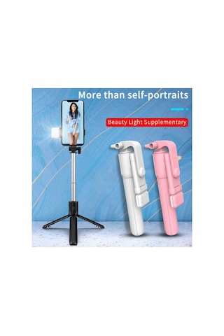 Bluetooth Lu Led Işıklı Selfie Çubuğu Uzaktan Kumandalı Yatay Özçekim Tripod
