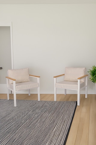 Neokas Metal Bahçe Oturma Grubu, Balkon Takımı, Kafe Koltuğu, Bekleme Alanı Koltuğu, 2 Adet Tekli Koltuk Beyaz