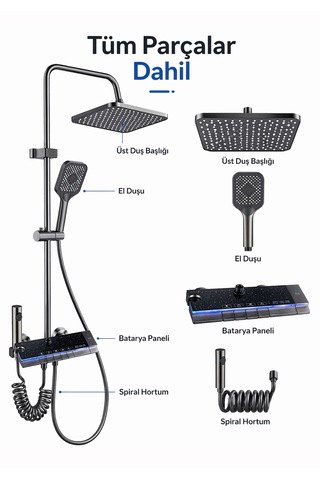 Ambiyans Led Işıklı Yıldızlı Akıllı Duş Sistemi Rb02 Gri