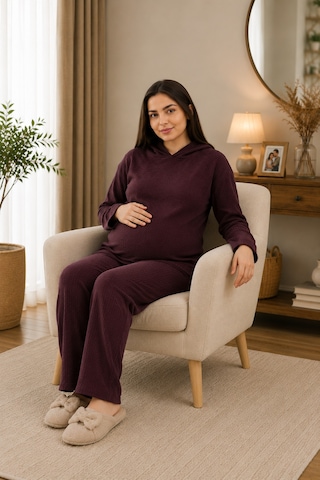 Luvmabelly - Myra9610 - Örme Hamile Alt Üst Takımı Mürdüm