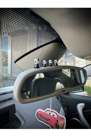 4 Parça Sevimli Panda Ailesi Dikiz Aynası Süsü - Dekoratif Obje Torpido Süsü Oto Aksesuar