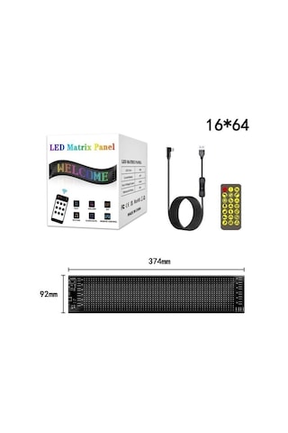Rp937 Led Matrix Panel 16x64cm Telefon Kontrollü Kayar Led Animasyon Aydınlatma Çok Renkli