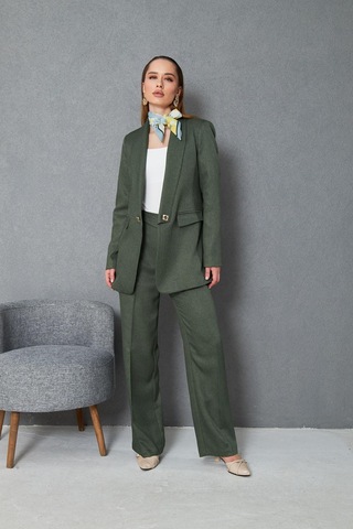 Kare Düğmeli Yünefekt Takım Haki Haki