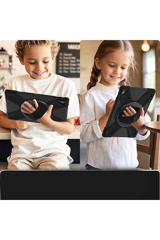 Samsung Galaxy Tab S10 Fe Plus İle Uyumlu Tablet Kılıfı Defender Askı Aparatlı 360 Ayarlanabilir Zırhlı Kapak Kapaklı Kılıf