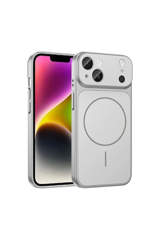 Apple Apple iPhone Gümüş 13 Uyumlu 17 Pro Max Görünüme Çeviren Kamera Koruma Magsafe Kılıf