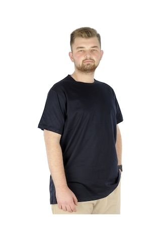 Mode Xl Büyük Beden Erkek Tshirt Bisiklet Yaka Basic 20031 Lacivert 001