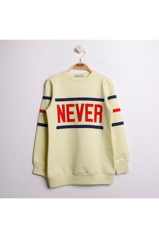 Toontoy Kız Çocuk Sweatshirt Never Baskı Sarı
