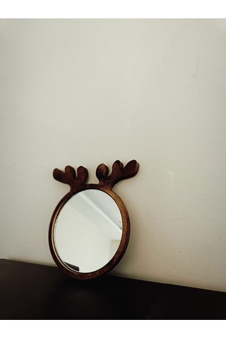Geyik Desenli Ahşap Ayna / Ahşap
