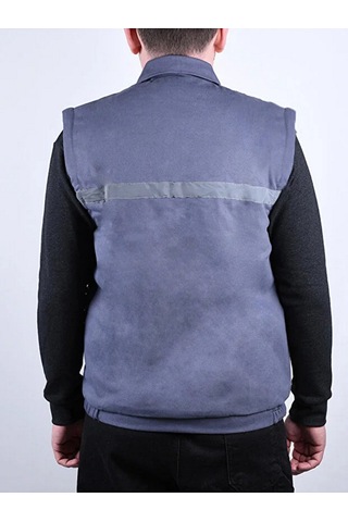 Erkek Reflektörlü Kalın Gabardin Kumaş Kışlık Iş Ve Çalışma Yeleğ Gri