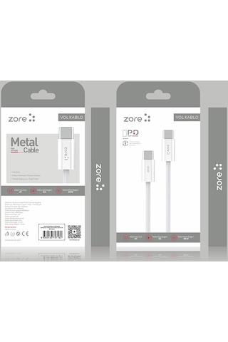Beyaz Vol Serisi Type-c To Type-c Pd Şarj Ve Data Kablosu 65w 3a 1 Metre-zore