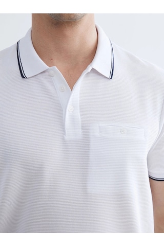 LC Waikiki Lcwaıkıkı Classic Beyaz Polo Yaka Erkek Dokulu Tişört Buxe Whıte