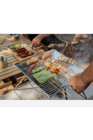 Shufa Taşınabilir Paslanmaz Çelik Ateş Yakma Standı Büyük Boy Kolay Mangal / Barbekü Izgarası