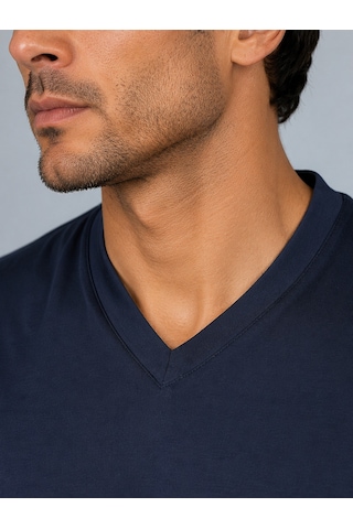 Bisse Lacivert V Yaka Basic T-shirt Ts26y26101 D39