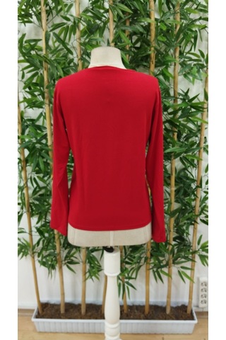 Gülsüm Aydın Kadın Uzun Kollu Bisiklet Yaka Gülümseyen Surat Desenli Viskon Bluz Beyaz