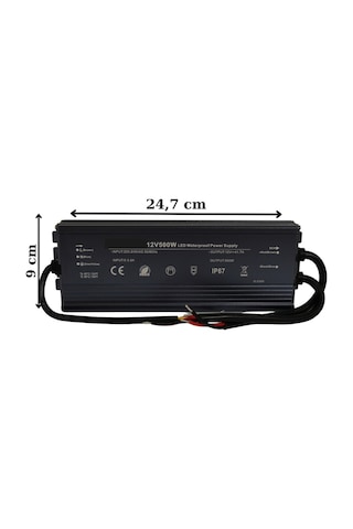 HazarLed 12 Volt 41,7 Amper Ip67 Su Geçirmez Dış Cephe Led Adaptör 500 Watt