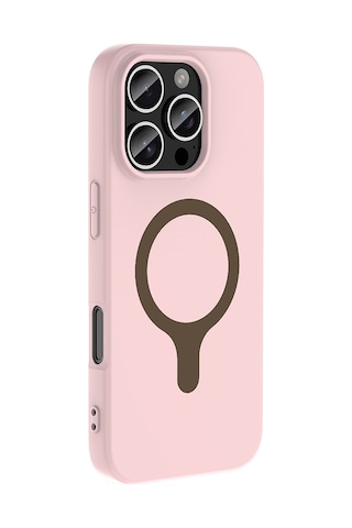 Maks Technology iPhone Uyumlu 16 Pro Kılıf M-safe Şarj Özellikli Mkst Aris Silikon Kapak - Açık Pembe