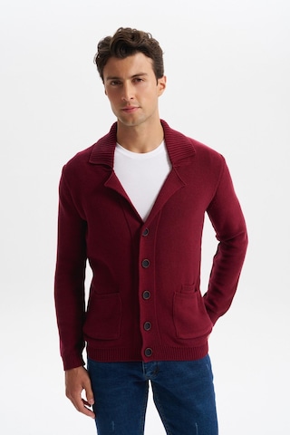AR-MA Arma Erkek Slim Fit Örme Likralı Pike Şal Yaka Düğmeli Triko Hırka %50 Pamuk %50 Akrilik K0hto0859 Bordo
