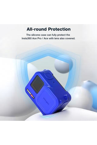 Ranyeek Amagisn Silikon Kamera Koruyucu Seti: Vücut Kılıfı + Lens Kapak + Askı, Insta360 Ace Uyumlu, Siyah