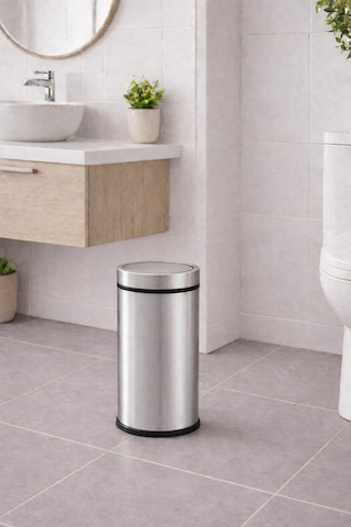 Sas 11 Litre Döner Kapaklı Paslanmaz Çelik Banyo & Wc Çöp Kovası Titan 7511 Gri