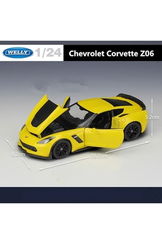 Chevyrolet Corvette Z06 1/24 Sarı Renk Model Araba Koleksiyon