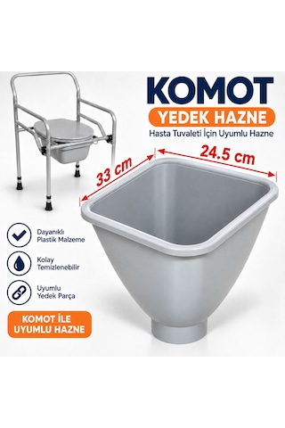 Komot Yedek Hazne Hasta Tuvaleti Uyumlu Plastik Lazımlık Haznesi 24,5 X 33 Cm 1 Numara