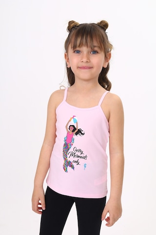 Toontoy Kids Toontoy Kız Çocuk Deniz Kızı Baskılı Pul İşlemeli Atlet Pembe