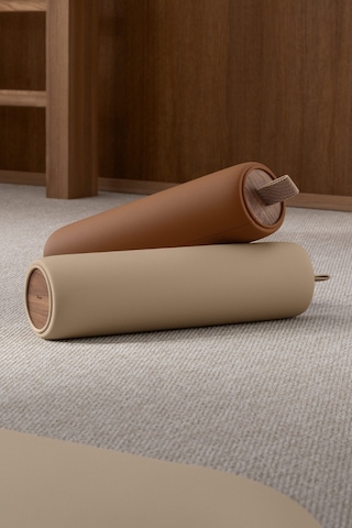 Bork Hs831 Premium Ahşap Ve Eko-deri Fitness Masaj Rulosu Minderler Yoga-pilates-egzersiz Bej