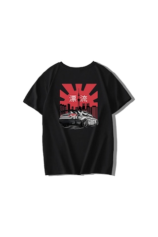 Brz Kıds Brz Kids Unisex Çocuk Oversize Japanese City Sport Car T-shirt-siyah Siyah