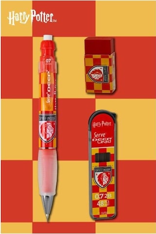 Serve Deep Üçlü Set 0.7 Mm Mekanik Versatil Kalem Harry Potter Gryffindor Damalı - Kırmızı Çok Renkli