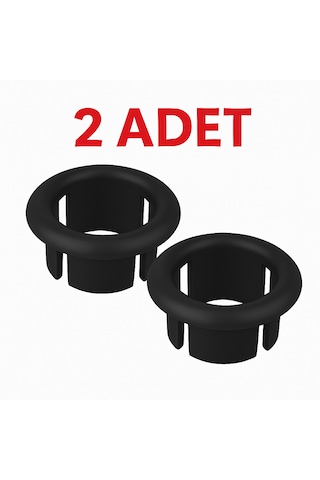 2 Adet Siyah Lavabo Taşma Yüzüğü Evye Taşma Delik Kapağı Plas Siyah