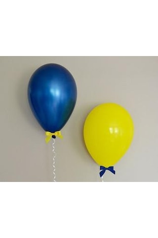 25 Adt Metalik Koyu Mavi Lacivert-Civciv Sarı Balon Helyumla Uçan