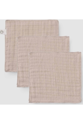 3' Lü Dört Katlı Müslin Ağız Bezi Seti Bej