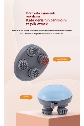 Ikkb Yeni Kafa Elektrikli Silikon Kafa Derisi Masajı Gri