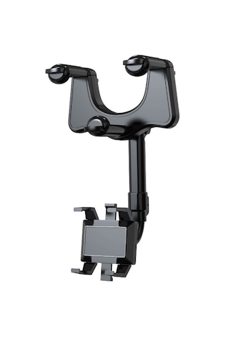 Folinda Araç Geribakış Aynası Telefon Tutucu, 360 Dönebilen, 4-6.7 İnç Telefonlar İçin, Esnek Boyut, Tek Elle Kullanıma Uygun, Sabit Tutma Siyah