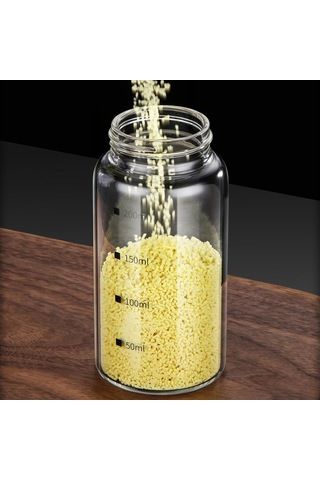 Jms Paslanmaz Çelik Kapaklı Cam Baharat Şişesi Ölçekli 150 ML Şeffaf