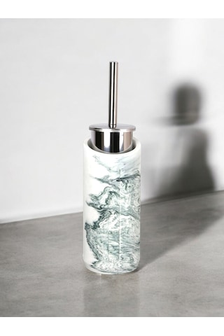 2 Parça Yeşil Mermer Desenli Beton Tuvalet Fırçası Metal Wc Fırçalığı Yeşil