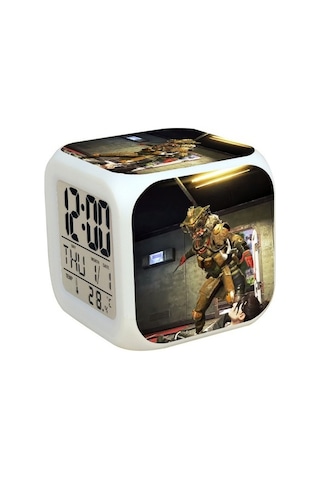 Besthome1 7 Renkli Led Kare Dijital Saat - Beyaz Ve Alarmlı, Romantik Işıklandırma Ve Yedek Güç Kablosu
