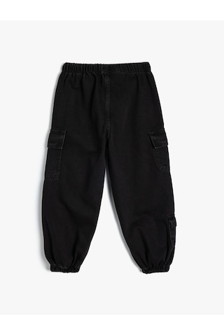 Koton Jogger Kot Pantolon Kargo Cepli Düğmeli Pamuklu Siyah 5wkg40032ad Siyah