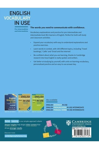 English Vocabulary İn Use Pre-ıntermediate And Intermediate Book With Answers: Vocabulary Reference And Practice