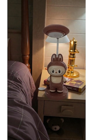 Labubu Tek Kalemlikli Masa Üzeri Gece Lambası Boyut 24 Cm Çok Renkli