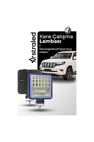 Off Road 12-24 Volt Kare Sis Farı Drl Mavi 4 İnç 126 W Oto Çalışma Lambası