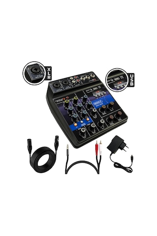 Midex Mdx-999X Stüdyo Kayıt İçin Ses Kartlı + 48 V Phantomlu Kayıt Mikseri + Xlr Kablo + Rca