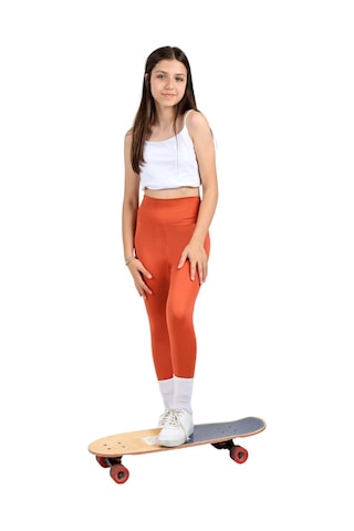 Erdem Kıds Kız Çocuk Yüksek Bel, Koşu, Yürüyüş, Casual, Spor, Atletik, Egzersiz, Fittness Tayt Kiremit Kiremit