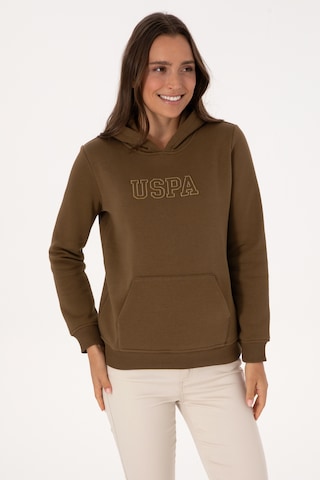 U.S. Polo Assn. Kadın Haki Şardonlu Kapüşonlu Basic Sweatshirt 50313566-VR027
