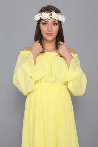 Moda Labio - Dökümlü Elbise Sarı