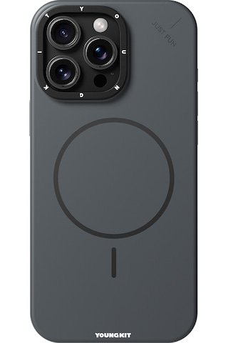 Apple iPhone 16 Pro Max Uyumlu Kılıf M-safe Şarj Özellikli Youngkit Dynamag Serisi Kapak Gri